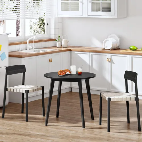Miniatura 7 de HOOBRO Mesa de Comedor de Bambú, Mesa de Comedor Redonda para 2, Mesa de Cocina de 27.5" para Espacios Pequeños, Mesa de Escribir, Fácil de Montar