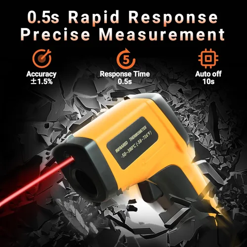Miniatura 2 de Pistola termómetro digital infrarroja para cocinar, barbacoa, horno de pizza, termómetro infrarrojo láser con retroiluminación, -58℉~712℉(-58.0