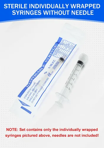 Miniatura 6 de Jeringa Luer Lock de 3mL con tapa - Estéril envuelta individualmente sin aguja - Medición precisa a prueba de fugas - Paquete de 12