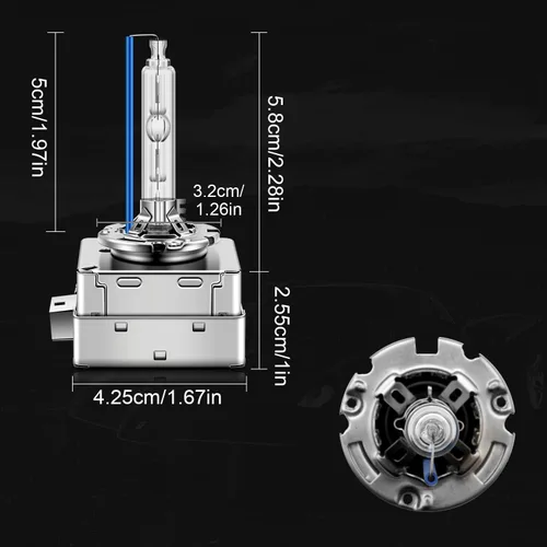 Miniatura 7 de WinPower D1S foco de faro delantero de xenón HID, 8000K azul hielo blanco 35W, base de cánulas de metal, haz alto y bajo, luces de repuesto, paquete