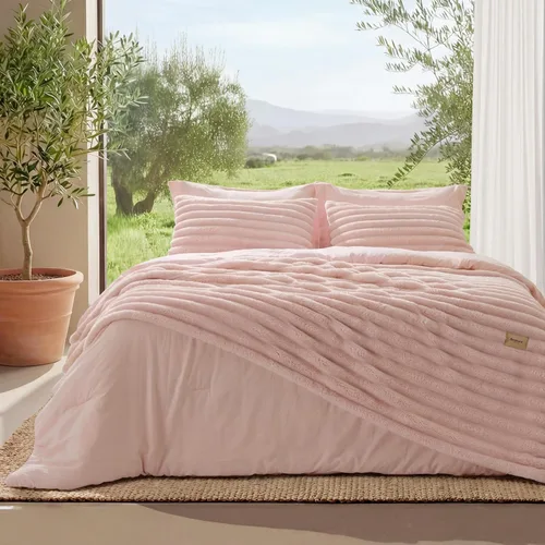 Miniatura 10 de Bedsure Gentlesoft™ Juego de edredón individual 2 en 1 y manta esponjosa desmontable, juego de ropa de cama beige para uso en todas las estaciones