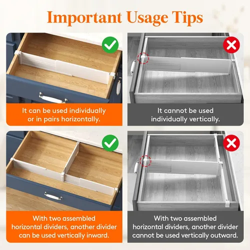 Miniatura 5 de Lifewit Paquete de 6 divisores de cajones de cocina colgantes de 3.1 pulgadas de alto, 10.2-16.5 in/10-17 organizadores de cajones ajustables