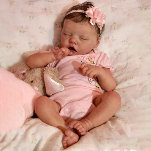 Miniatura 4 de Lindas muñecas de bebé Reborn de cuerpo completo de silicona de 18 pulgadas durmiendo recién nacido, niña realista de silicona de la vida real