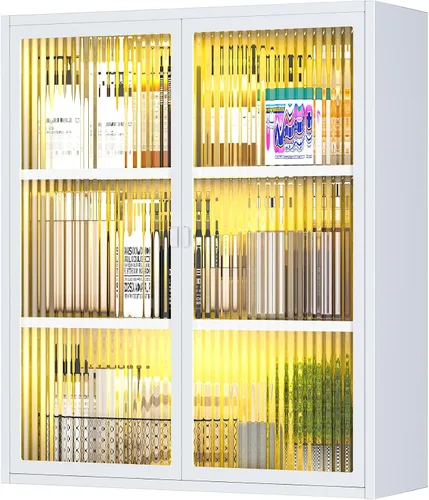 Miniatura 9 de Gabinete de pared de baño,Botiquín de metal con puertas de vidrio,Gabinete montado en la pared sobre el inodoro,Armario pequeño negro