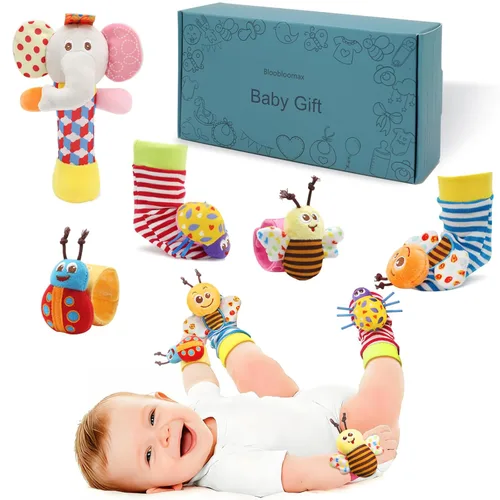 Sonajeros de muñeca, sonajero de juguete para bebés de 3 a 6 meses, calcetines para pies y piernas, tobillos, brazo y mano, agitador para bebés de 6