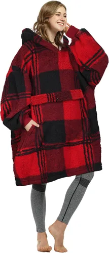 Miniatura 27 de Catalonia Sudadera extragrande tipo manta con capucha, sudadera de sherpa portátil para adultos, hombres y mujeres