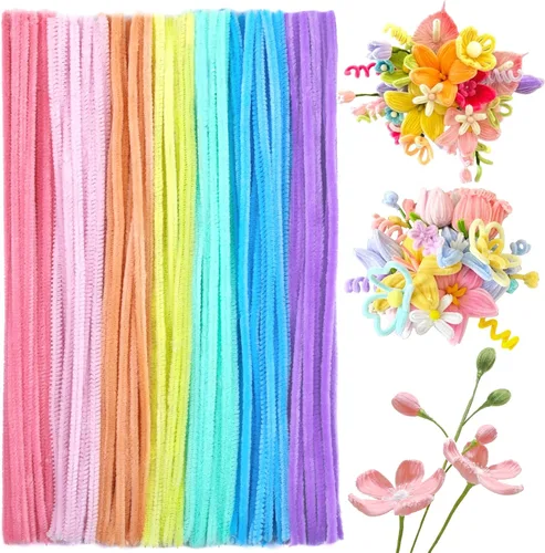Miniatura 9 de 100 piezas de limpiadores de tuberías para manualidades, limpiador de tuberías de felpilla, limpiador de tuberías verde claro, suministros
