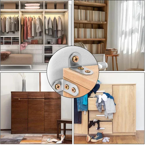 Miniatura 7 de 4 juegos de anclajes para muebles, acero inoxidable de alta calidad, duradero, anti-punta, anclaje de pared para muebles, prácticas correas