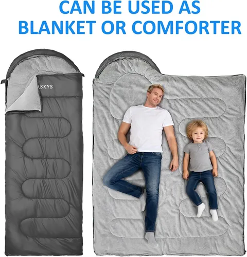 Miniatura 3 de Oaskys - Saco de dormir para acampar, para 3 estaciones, clima cálido y fresco, verano, primavera, otoño, ligero, resistente al agua, para adultos