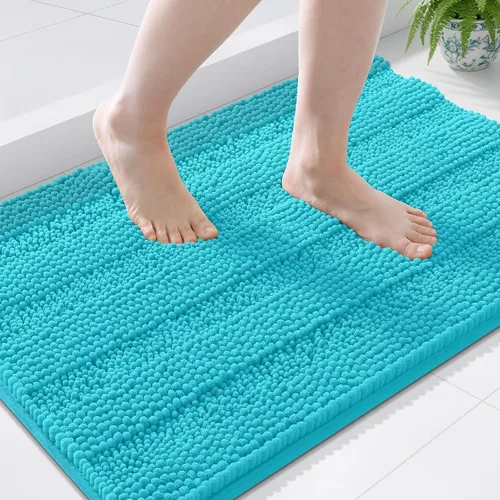 Miniatura 41 de Grandaily Alfombras de baño de felpilla a rayas de 24 x 16 pulgadas, extra gruesas y suaves, absorbentes, parte trasera de goma, alfombra de ducha