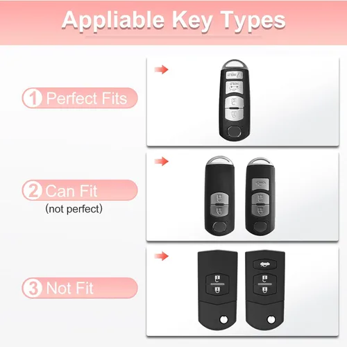 Miniatura 2 de Pangpai Funda para llavero Mazda rosa, funda de TPU suave con llavero brillante para control remoto inteligente 3, 6, Miata MX-5, CX-5, CX-9