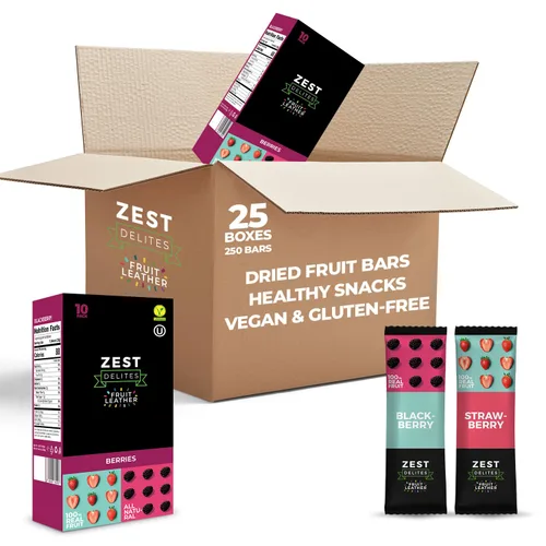Miniatura 9 de Barras de fruta seca de Zest Delites, aperitivos de cuero de fruta, paquete de aperitivos saludables para adultos y niños, Lavashak, vegano, tiras