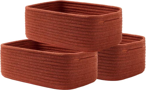Miniatura 33 de Cesta tejida pequeña, 12 x 8 x 4.5 pulgadas, cesta de almacenamiento para organizar, bonita canasta de cuerda pequeña para estante de armario, cubos
