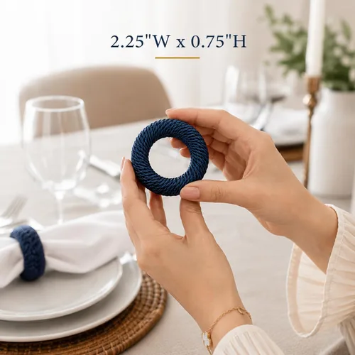Miniatura 4 de ALPHA Living HOME Juego de 12 servilleteros tejidos de granja, servilleteros decorativos de alta calidad, decoración de mesa para mesa y comedor