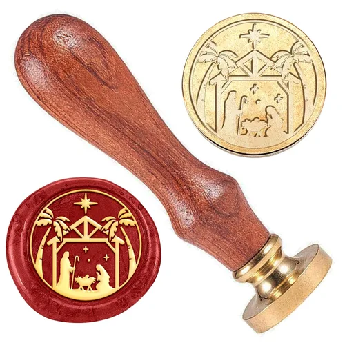 Sello de cera de Pascua – Jesus Vintage cabeza de latón extraíble de 1 pulgada con mango de madera para Navidad, sobres, invitaciones, paquetes de