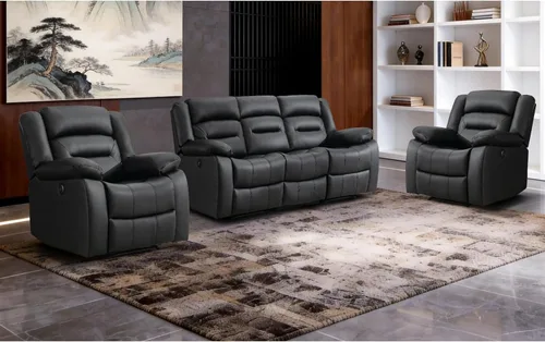 Miniatura 18 de EBELLO Sofá Reclinable Eléctrico de Piel Sintética para Dos Personas, Juego de Sofá Reclinable de 3 Asientos, Juego de Sillón Sofá Reclinable Marrón