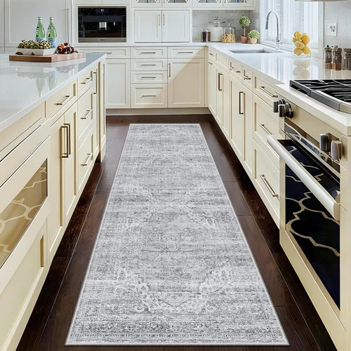 Miniatura 42 de Alfombras para pasillos antideslizantes 2x8, alfombra de pasillo moderna lavable para entrada, alfombra de piso suave resistente a manchas para Gris
