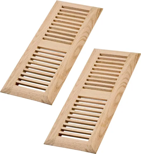 Miniatura 17 de Rejilla de piso de roble blanco de madera dura, cubierta de ventilación empotrable, 4x10 pulgadas con regulador de aire, sin acabar Blanco