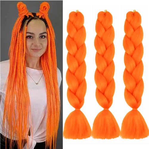 Miniatura 57 de Xiaofeng Extensiones de cabello trenzado coloridas Ombre de 61 cm, 3 unidades, trenzas Jumbo de alta temperatura para trenzas en zigzag y trenzas