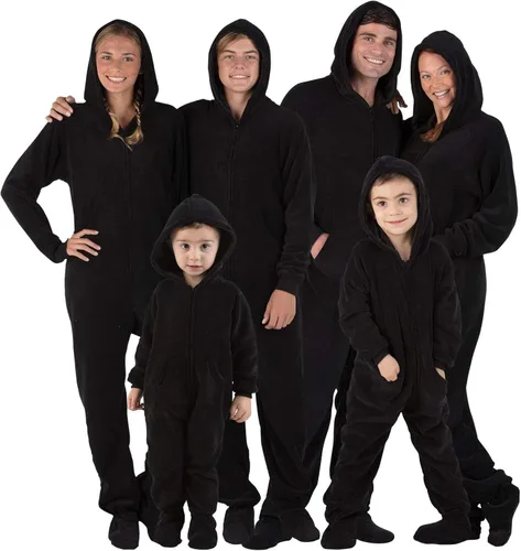 Footed Pajamas - Enterizo con capucha a juego para la familia Suéteres de una pieza para niños, niñas, hombres, mujeres y mascotas, unisex, Candy