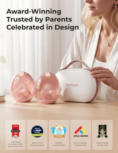 Miniatura 7 de Momcozy Air 1 - Bomba extractora de leche ultradelgada, sacaleche portátil manos libres con estuche de carga inalámbrica y control por aplicación