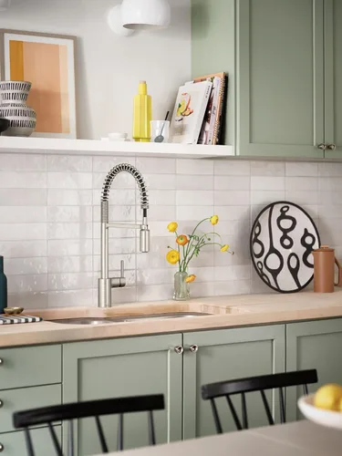 Miniatura 2 de Grifo de cocina Moen Align Spot Resist acero inoxidable con sensor de onda Motionsense sin contacto de una manija con resorte de arco alto extraíble
