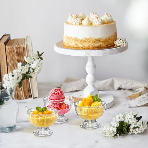Miniatura 4 de Lawei Paquete de 6 cuencos de vidrio para postre, tazas pequeñas de 5 onzas para helado, mini cuencos de postre con patas para postre, helado
