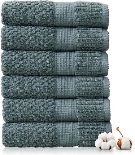 Miniatura 41 de NY Loft Juego de 4 toallas de baño 100% algodón, supersuaves y absorbentes, de secado rápido, 30 x 52 pulgadas, algodón texturizado y duradero