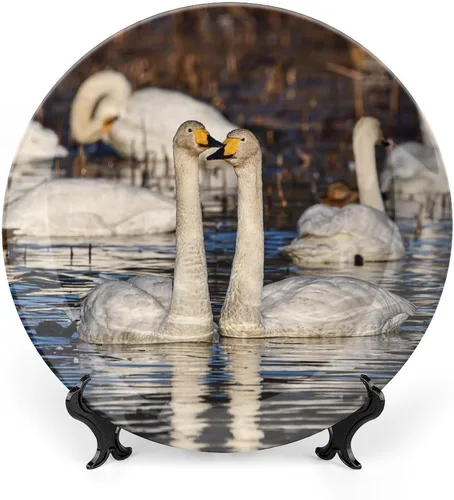 Miniatura 8 de Placa decorativa de animales de camello, placa decorativa de cerámica para pared, plato decorativo con soporte, placa redonda de exhibición