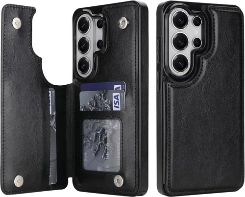 Miniatura 7 de Funda tipo billetera compatible con Galaxy S23 Ultra con soporte para tarjeta de crédito, ranura para tarjeta de identificación, a prueba de golpes