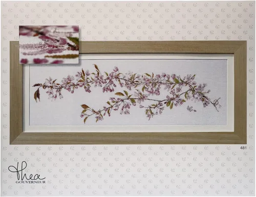 Thea Gouverneur - Kit de punto de cruz, flor japonesa, Aida, 18 unidades, kit de bordado para adultos, hilos de bordado DMC y otros suministros de