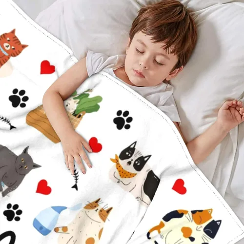 Miniatura 4 de Manta de gato de regalo para mujeres y niñas, amantes de los gatos, manta suave y ligera para viajes, camping, sofá, sala de estar, 60 x 50 pulgadas