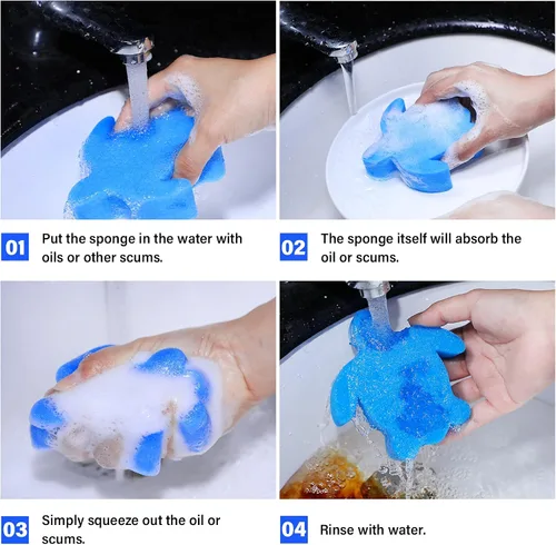 Miniatura 4 de Boao 16 esponjas absorbentes de aceite para bañera de hidromasaje, piscina y spa (tortuga, azul)
