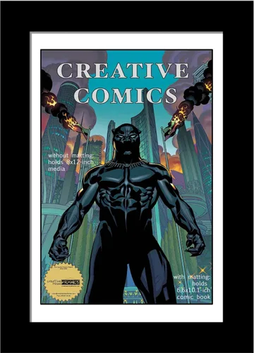 Creative Picture Frames [8x12bk-w] Marco de cómic para coleccionistas con alfombrilla blanca, inserto para cómic de 6.6 x 10.1 pulgadas con soporte