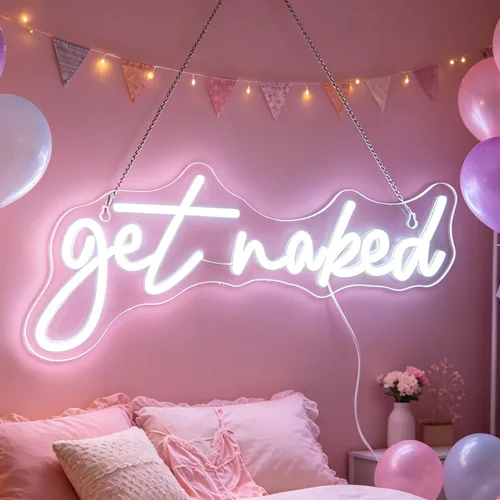 Miniatura 13 de QiaoFei Letrero LED de neón con texto en inglés «Get Nake», luces de neón alimentadas por USB, para habitación, hogar, bar, decoración de pared