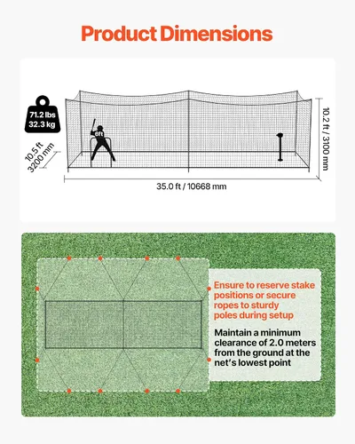 Miniatura 86 de VEVOR Jaula de bateo de béisbol, red profesional de entrenamiento de bateo de béisbol de sóftbol, resistente, resistente, cerrada, de polietileno