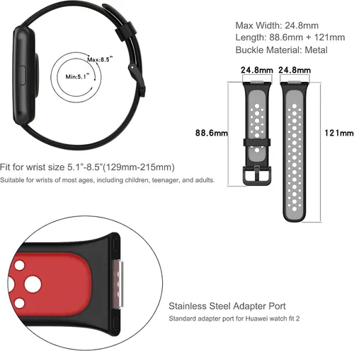 Miniatura 4 de Lijinlan Paquete de 4 correas compatibles con Huawei Watch Fit 2 activas/clásicas/elegantes, correa deportiva de repuesto de silicona suave Paquete 2