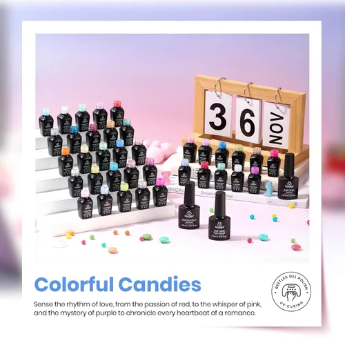 Miniatura 3 de Beetles - Kit de esmalte de uñas de gel pastel, 36 colores con gel base, capa superior brillante y mate para 2023, diseño de uñas de primavera