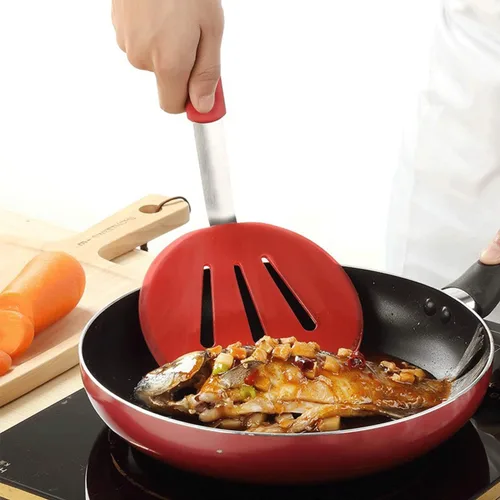 Miniatura 6 de Volteador de silicona, aleta perfecta para panqueques y volteador de huevos, espátula de goma resistente al calor ancha para alimentos grandes