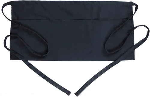 Delantal de cintura BOHARERS con 3 bolsillos - Negro Delantales cortos de camarera, camarero, servidor