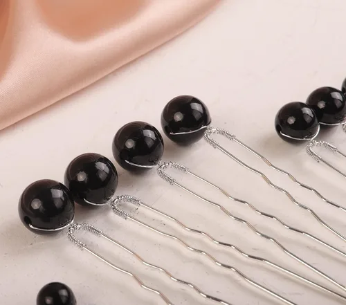 Miniatura 5 de Xerling 20 horquillas para el pelo de perlas negras, accesorios vintage para el cabello para niñas, tocados bohemios y mujeres (negro)