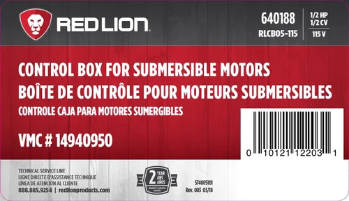Miniatura 7 de Red Lion RLCB05-115 1/2-HP Caja de control VMC de 115 voltios para bomba de pozo, gris, 640188