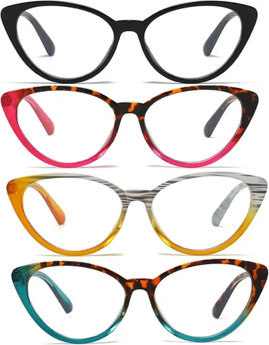Miniatura 2 de Gafas de lectura para mujer, paquete de 4 lectores elegantes, gafas de lectura de moda para mujer, colores brillantes