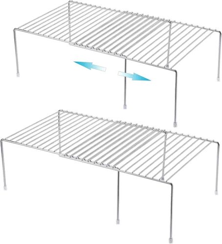 Miniatura 12 de iPEGTOP Estante de almacenamiento expandible para gabinete de congelador, 2 piezas a prueba de óxido, organizador de cocina ajustable, estante
