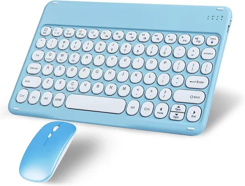 Miniatura 11 de Combo de teclado y mouse inalámbricos Bluetooth rosa, portátil, pequeña, delgada, compacta, ergonómica, de viaje, teclado inalámbrico para iPhone