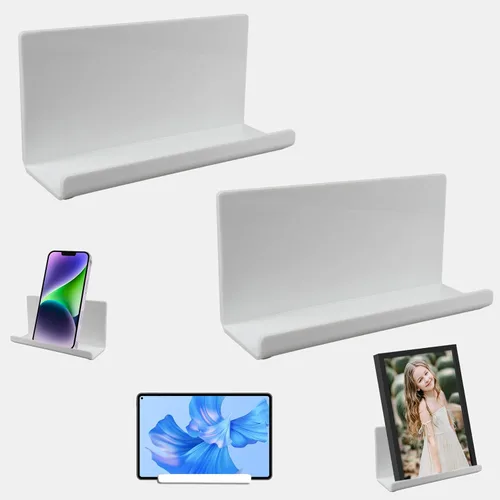 Miniatura 9 de Soporte de Teléfono con Tableta Adhesiva Montado en Pared, Estantes Flotantes de Acrílico, Soporte de Pared para eReader y Smartphone