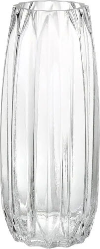 Miniatura 11 de Lucky Bird Jarrón de vidrio ámbar – Jarrón moderno de canalé alto/corto para flores y velas – Centro de mesa ámbar de 11.8 pulgadas para decoración