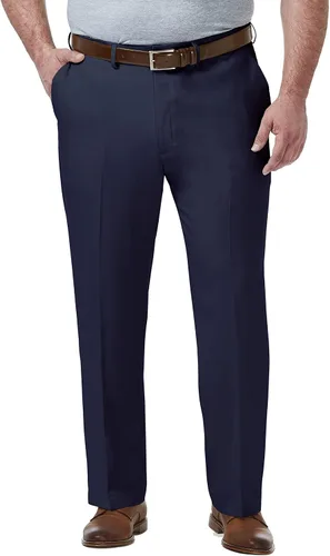 Haggar Pantalón para hombre de gama alta, ajuste clásico, parte delantera plana, oculto, cómodo, con pretina, tallas regulares y grandes y altas