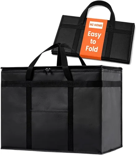 Miniatura 18 de NZ home Durable 3XL PRO Bolsa Térmica Aislada y Calentador de Alimentos para Entrega y Compras de Comestibles con Cremallera Superior, Azul Grado