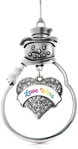 Miniatura 231 de Colgante de plata con diseño de Detroit con forma de corazón y muñeco de nieve con circonitas cúbicas